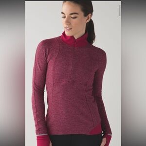 Lululemon Runderful 1/2 Zip Mini Cheque Bordeaux Heathered Berry Rumble Size‎ 2